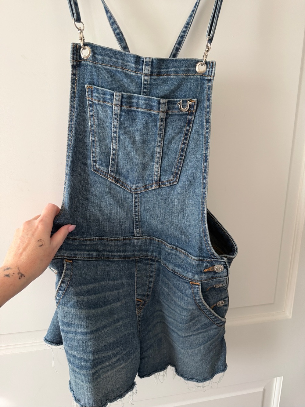 True Religion Denim Overall Shorts - Blue Women's Jeans Overalls